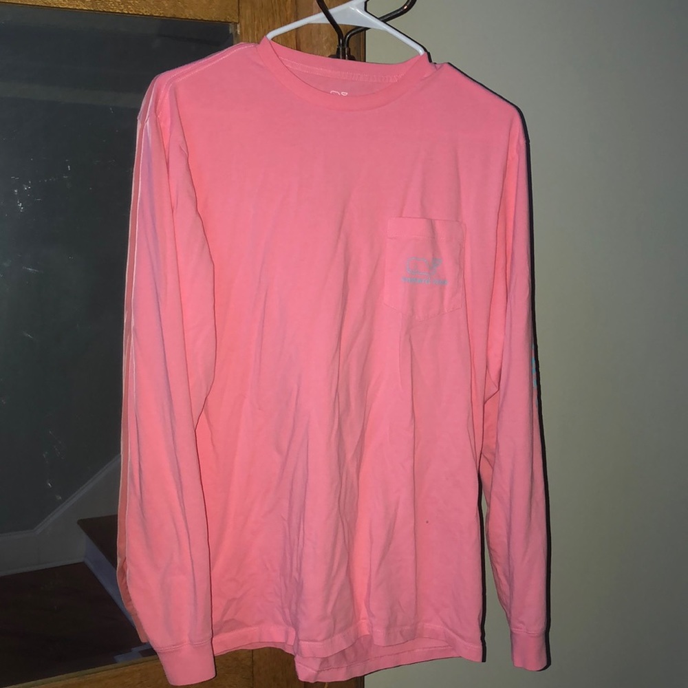 Vineyard vines long sleeve T-shirt, Coral with aqua
